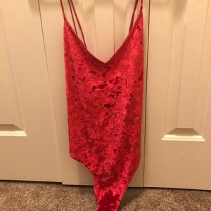 h&m red velvet bodysuit